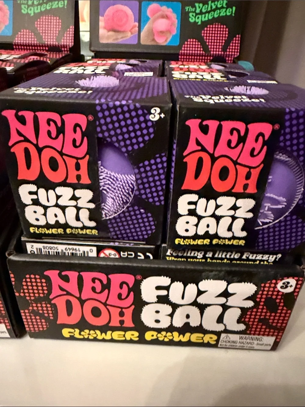 AUTHENTIC Fuzz Ball Flower Power Stress Toy - Pink